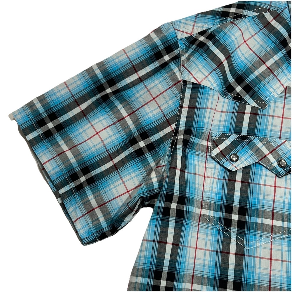 Cody James Western Short Sleeve Pearl Snap Plaid Shirt Multicolor Men Size XL - Picture 7 of 10